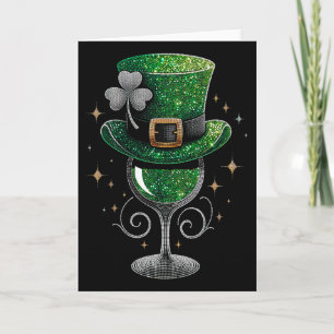 Shamrock Wine Gles Drinking St Patricks Day Irish Card