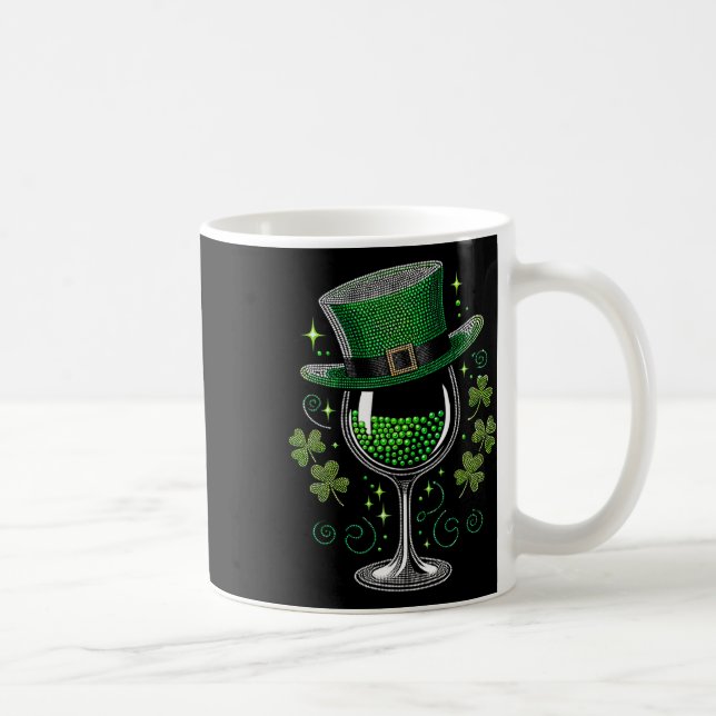 Shamrock Wine Gles Drinking St Patricks Day Irish  Coffee Mug (Right)