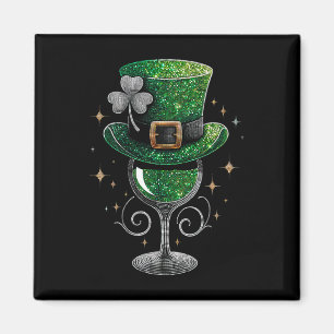 Shamrock Wine Gles Drinking St Patricks Day Irish  Magnet