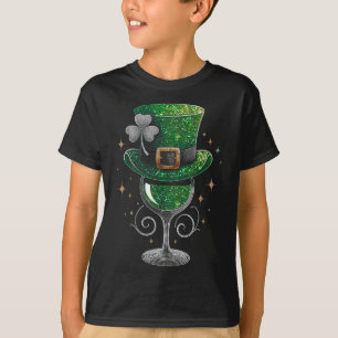 Shamrock Wine Gles Drinking St Patricks Day Irish  T-Shirt