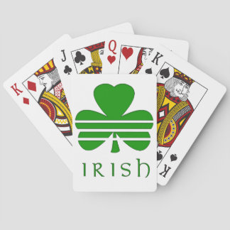 Shamrock with Horizontal Stripes over Irish text Playing Cards