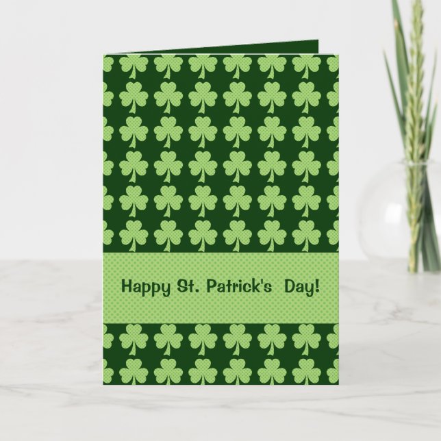 Shamrock with Polka dots St. Patrick's Day Card (Front)