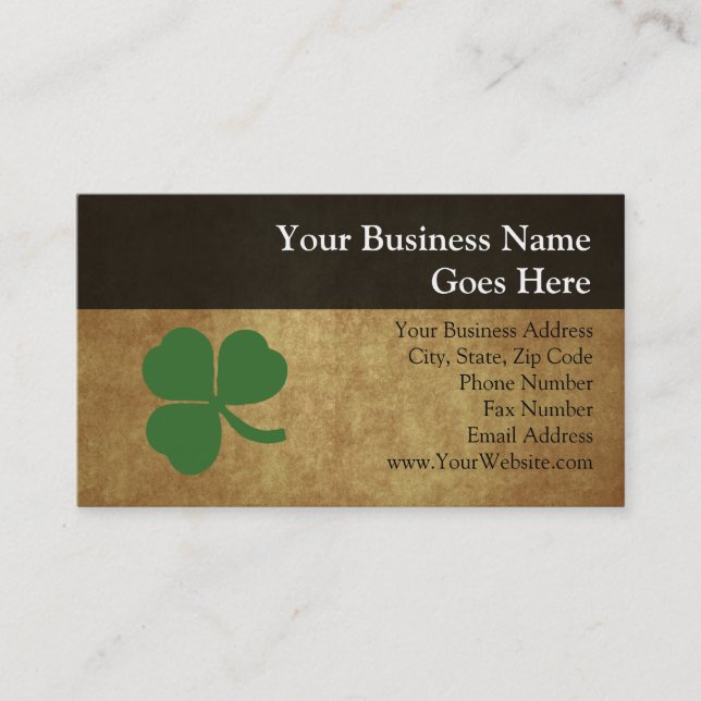 Shamrock with Vintage Gold Business Card (Front)