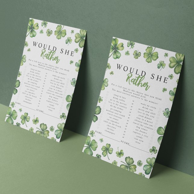 Shamrock Would She Rather Baby Shower Game (Creator Uploaded)