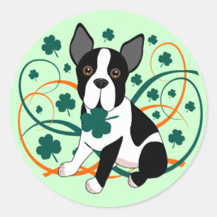 Shamrockin'  Terrier Classic Round Sticker