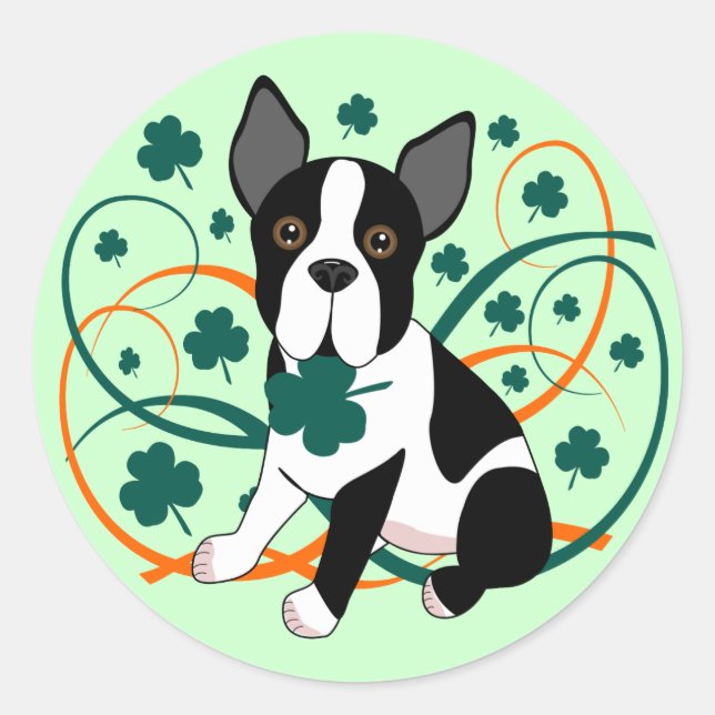 Shamrockin'  Terrier Classic Round Sticker (Front)