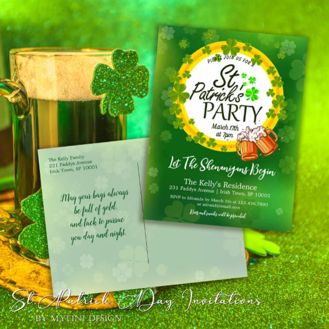Shamrocks and Beer St. Patrick's Day Invitation (Creator Uploaded)