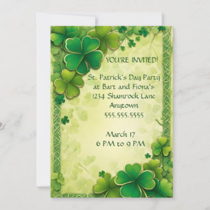 Shamrocks and Celtic Knot Frame St. Patrick's Day Invitation
