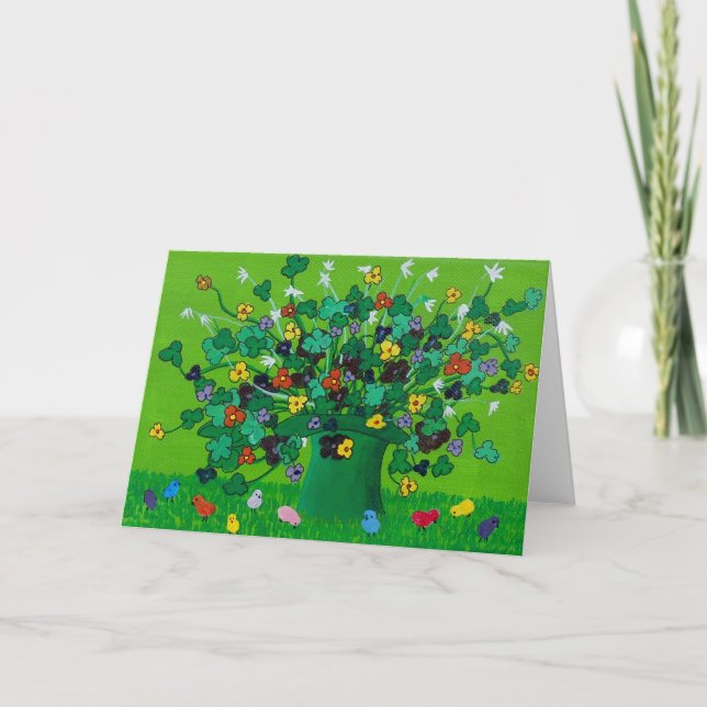 Shamrocks and Flowers and Chicks Card (Front)