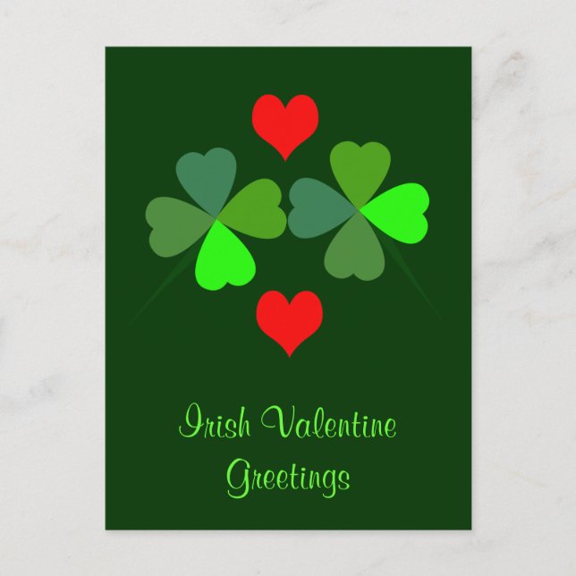 Shamrocks and Hearts Postcard (Front)