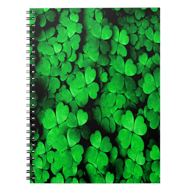 Shamrocks and Hearts Saint Patrick's Day Green Notebook (Front)