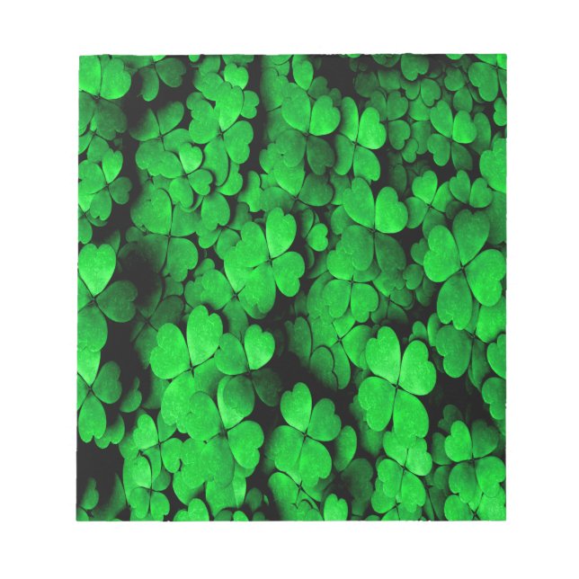 Shamrocks and Hearts Saint Patrick's Day Green Notepad (Front)