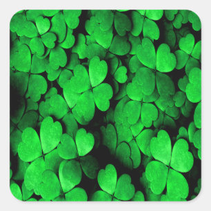 Shamrocks and Hearts Saint Patrick's Day Green Square Sticker