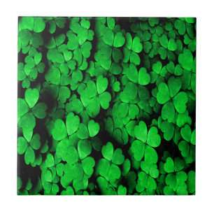 Shamrocks and Hearts Saint Patrick's Day Green Tile