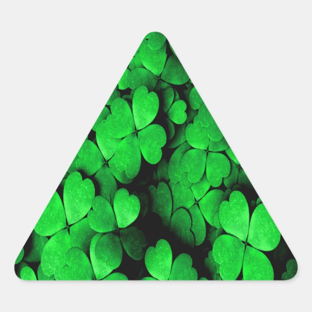 Shamrocks and Hearts Saint Patrick's Day Green Triangle Sticker (Front)