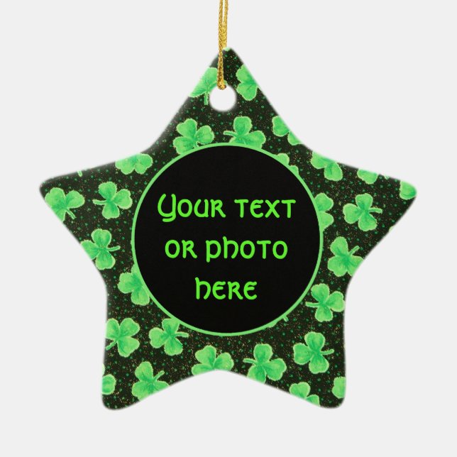Shamrocks and Polka Dots Ceramic Tree Decoration (Front)