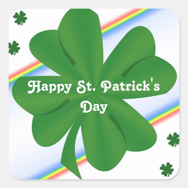 Shamrocks And Rainbow Square Sticker (Front)
