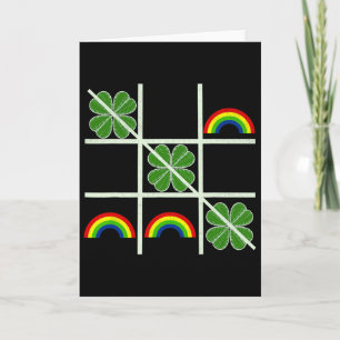 Shamrocks And Rainbows Tic Tac Toe Lucky Saint Pat Card