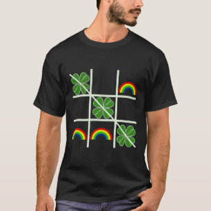 Shamrocks And Rainbows Tic Tac Toe Lucky Saint Pat T-Shirt