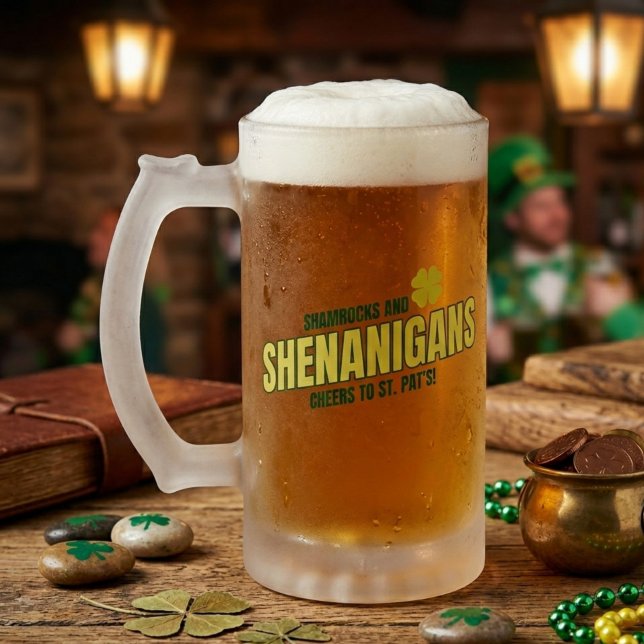 Shamrocks and Shenanigans Frosted Glass Mug (Creator Uploaded)
