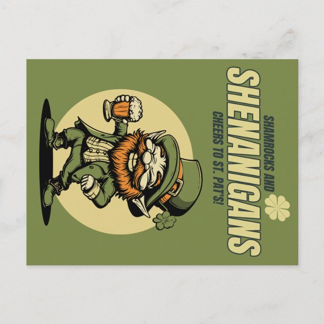 Shamrocks and Shenanigans St. Patrick’s Day Postcard (Front)