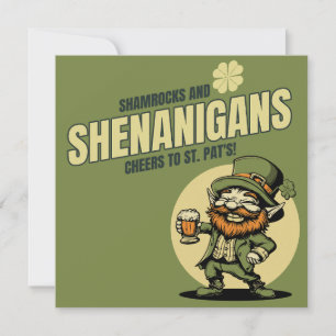 Shamrocks and Shenanigans St. Patrick's Day Holiday Card