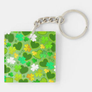 Shamrocks and St. Patrick's Day Hearts Keychain