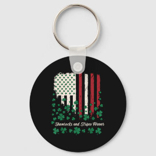 Shamrocks And Stripes Forever - Patriotic Irish-am Key Ring