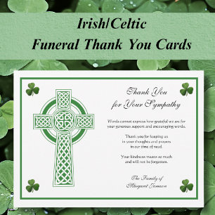 Shamrocks Catholic Irish Celtic Cross Condolence Thank You Card