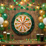 Shamrocks & Celtic Knots Irish Pub  Dartboard<br><div class="desc">Bring the charm of an authentic Irish pub straight to your game room with this vibrant Shamrocks & Celtic Knots Irish Pub Dart Board, Featuring a classic green marble background, bold orange and white segments with iconic shamrock motifs and Celtic knots, this dartboard captures the spirit of Ireland's welcoming hospitality....</div>