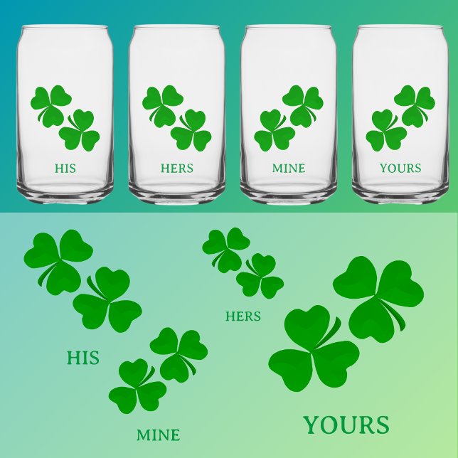 Shamrocks clover Irish Personalise Name Can Glass (Creator Uploaded)