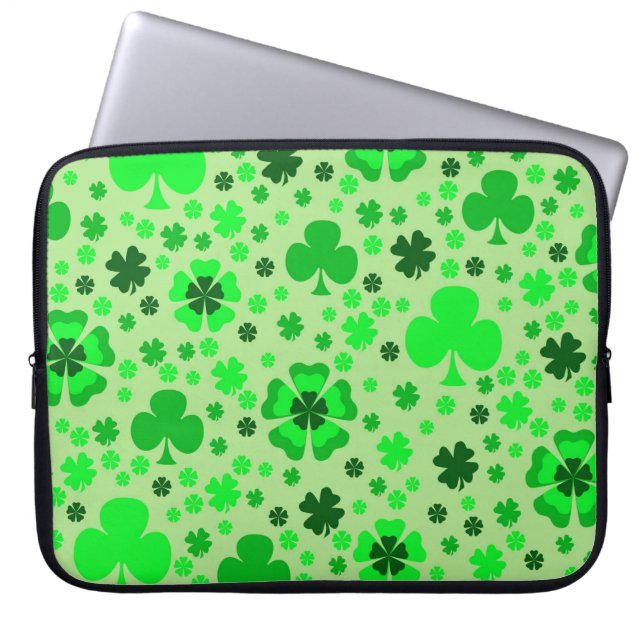 Shamrocks & Clover Laptop Sleeve (Front)