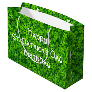 Shamrocks Clover Leaves St. Patrick's Day Birthday Large Gift Bag