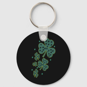 Shamrocks For St Patricks Day Retro Men Boys Key Ring