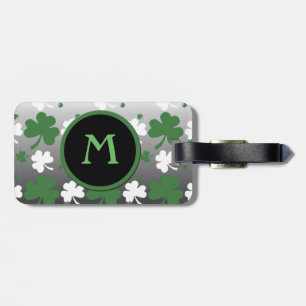 Shamrocks, Green and White on Gradated Field Luggage Tag