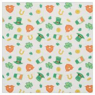 Shamrocks & Hats - St Patrick's Day Pattern Fabric