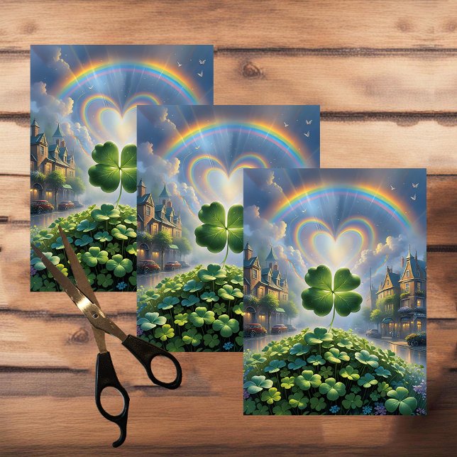Shamrocks in a village with a rainbow in the sky tissue paper (Creator Uploaded)
