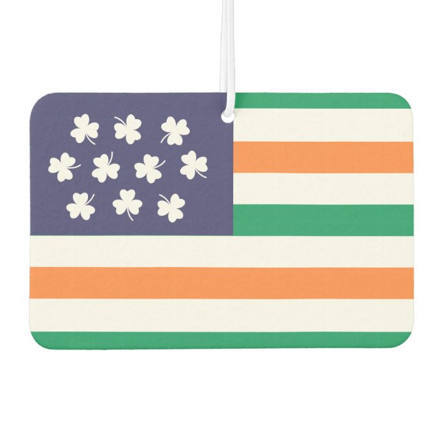 Shamrocks Irish American Flag Fusion Car Air Freshener (Front)