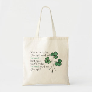 Shamrocks Irish Girl Quote Budget Tote Bag