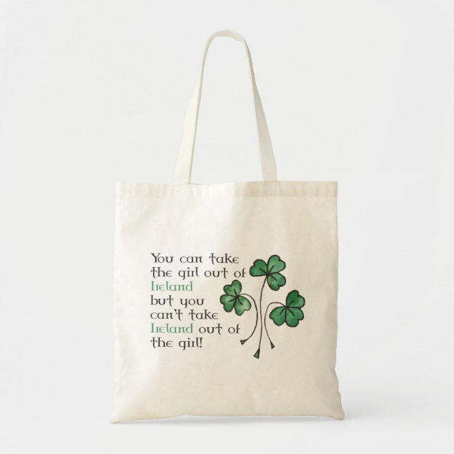 Shamrocks Irish Girl Quote Budget Tote Bag (Front)