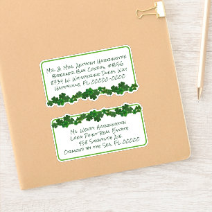Shamrocks Irish Green Pre-printed Mailing Labels