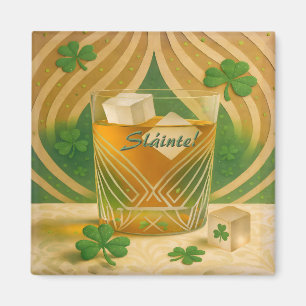 Shamrocks Irish Whiskey Tumbler "Sláinte!" Magnet