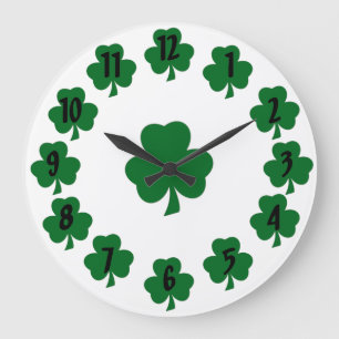 Shamrocks Large Clock