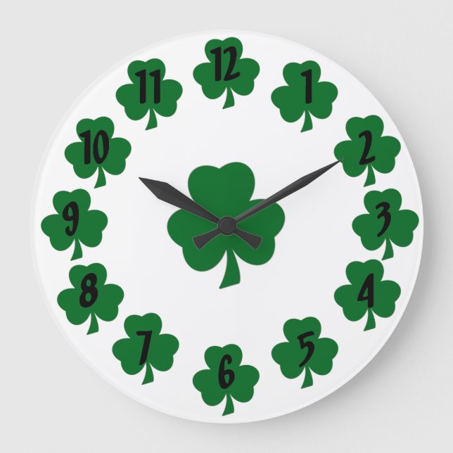 Shamrocks Large Clock (Front)