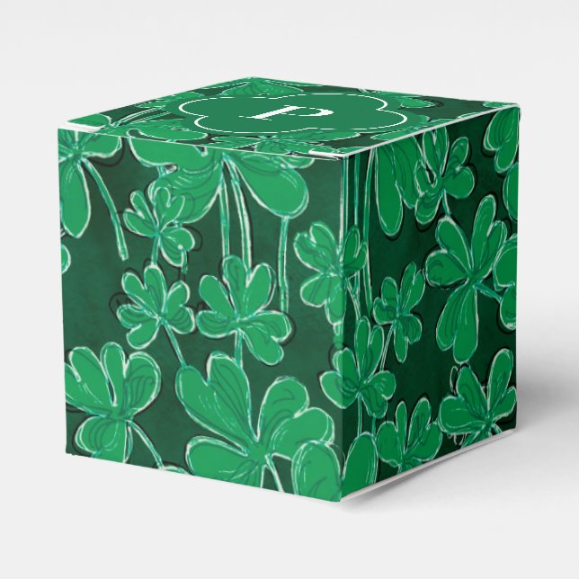 Shamrocks Monogrammed Initial Favour Box (Front Side)