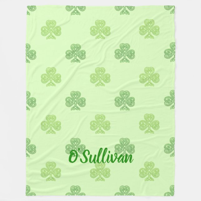 Shamrocks on Green Fleece Blanket (Front)