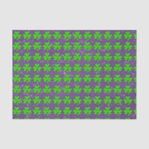 Shamrocks on purple tissue paper