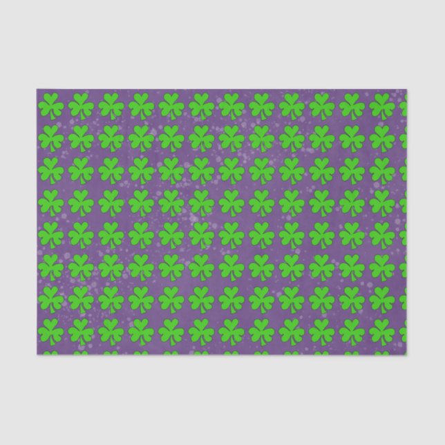 Shamrocks on purple tissue paper (Front)
