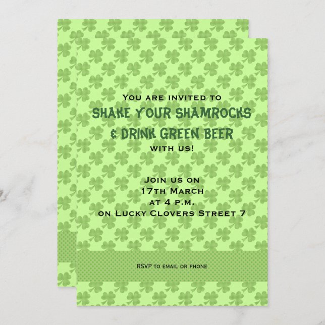Shamrocks Polka dots St. Patrick's Day Invitation (Front/Back)