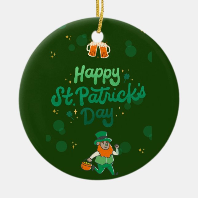 "Shamrocks & Shenanigans: A St. Patrick's Day  Ceramic Tree Decoration (Front)